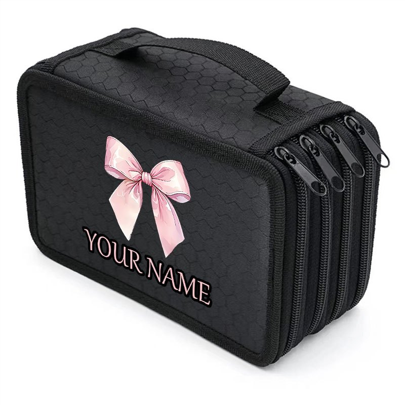 TEMU 1pc Estuche de bolígrafo de capas con y personalizable, bolsa de lápices portátil de gran capacidad, organizador de papelería para útiles