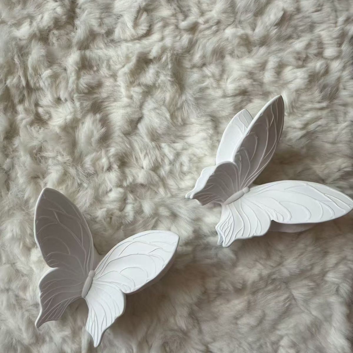 TEMU A Pair Of Plaster Butterflies, Wall Decoration, French Plaster Three-dimensional Mosaic Carving Living Room Wall Decoration, Corner Flower