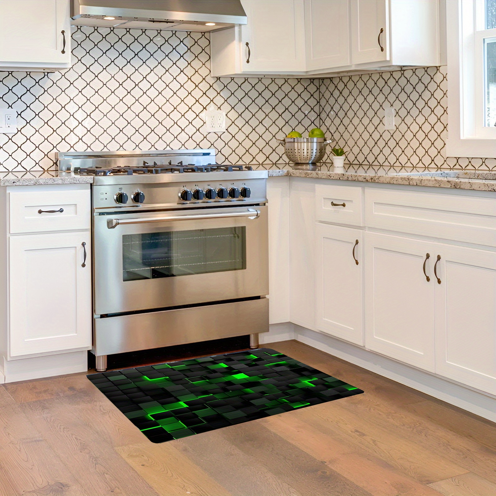 TEMU 1pc Black Green Three-dimensional Square Wall Carpet Decoration Bedroom Room Dining Room Carpet Short Plush Carpet Pad Flannel In Multiple Sizes