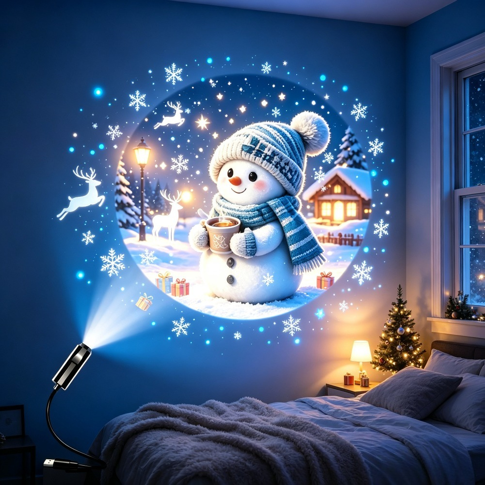 TEMU Christmas Led Portable Usb Light, Usb Projection Lamp, With Vibrant Colors And Clear Imaging, Suitable For Indoor Holiday Decorations, Christmas