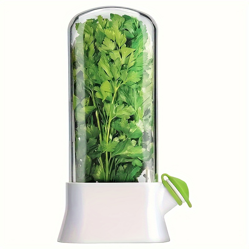 TEMU 1pc Transparent & Plant Preservation Box With White Lid - Durable Plastic, Manual Freshness Keeper For , Parsley, Basil, Mint, And More,