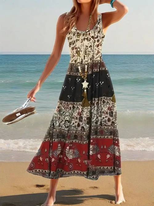 summer dresses for women 2025 sleeveless boho maxi sundress loose casual flowy beach dress midi dress