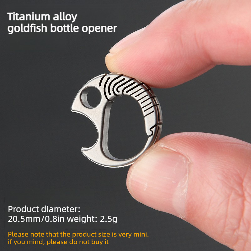 TEMU Abrebotellas mini de aleación de titanio con forma de – Gancho con clip para llavero EDC para mochila, llavero y portátil para