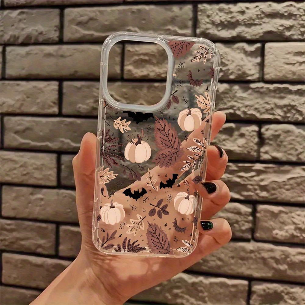 Image of Phone Case: Fall Bat And Pumpkin Halloween Vibe Clear Phone Case For Iphone 17 16 11 15 14 13 12 Pro Max Case Transparent Phone Cover Autumn Halloween Gifts For Women Men