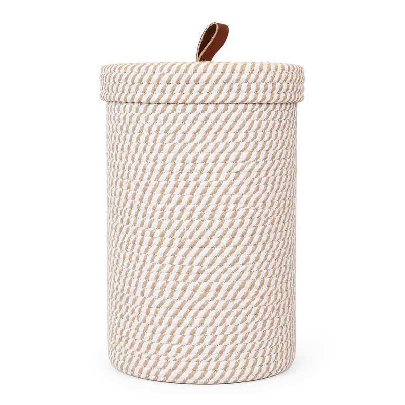 TEMU 1pc Hand-woven Toilet Paper Holder With Lid, Woven Toilet Paper Storage Rack And Storage Basket, Freestanding Bathroom Organizer, Holds 3