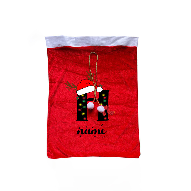 TEMU Gift For Her/him Personalized Santa Claus Drawstring Gift Bag With Custom Name, Christmas Furniture Decoration Candy Bundle, For Christmas