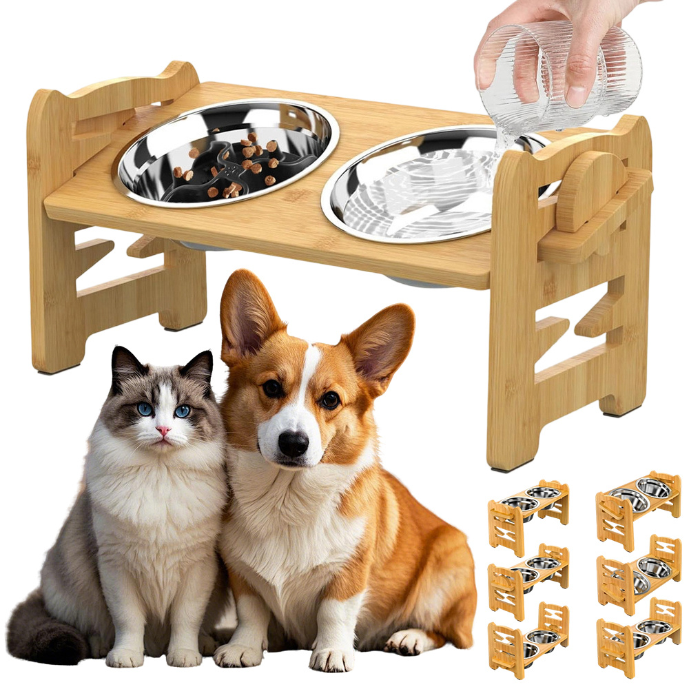 Cat Bowls Adjustable Pet Feeder Station With 2 Bowls 6 Height Settings Tilt For Cats And Small Dogs Feeding Stand For Food And Water Non Slip Base Dishwasher Safe Bowls