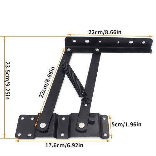 2pcs black heavy duty hydraulic spring hinges suitable for home mechanical hardware coffee tables furniture lifting tools and foldable furniture storage support brackets