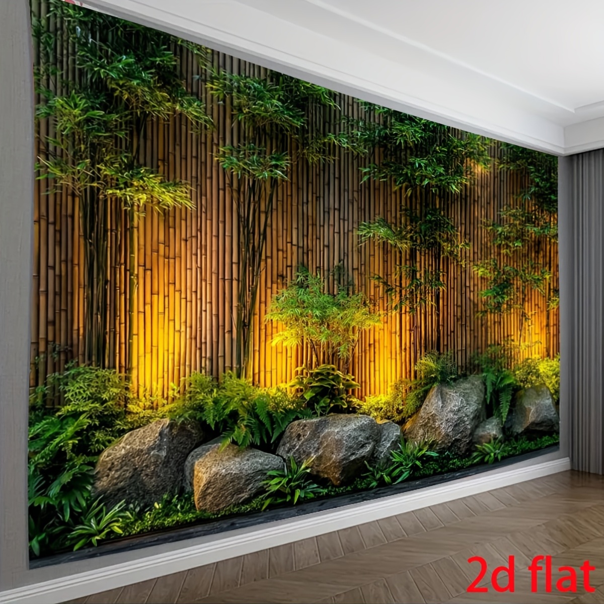 TEMU 2d Flat, 1pc Large Japanese Zen Forest Banner Suitable For Photo Studios, Birthday Parties & Japanese-themed Events - Natural Stream Pattern