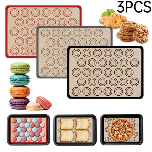 3pcs non stick silicone mats for macarons convenient for baking heat resistant and dishwasher safe cookie mats reusable non stick baking mats silicone baking mats smooth baking surface grade silicone dishwasher safe mats