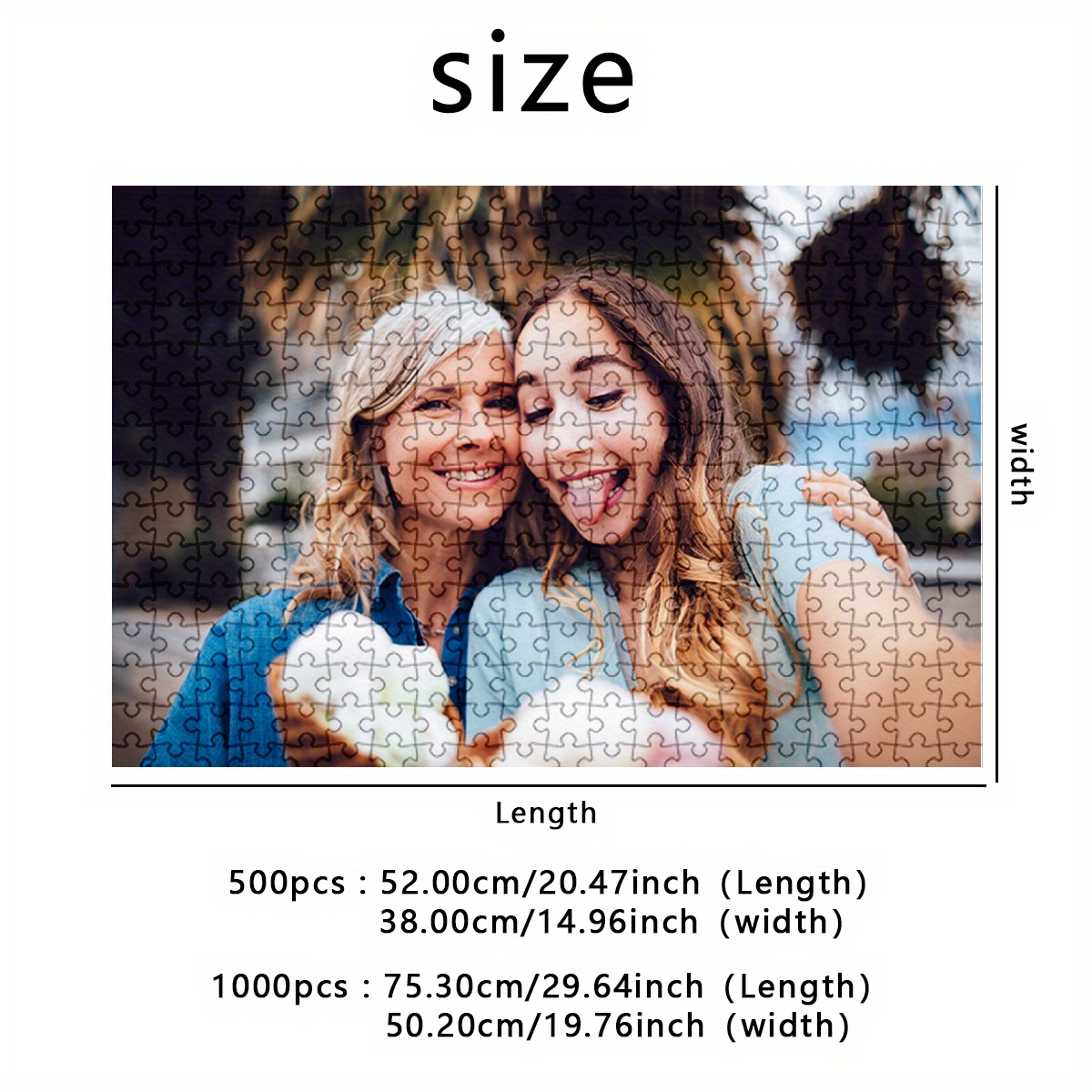 500/1000片照片个性化拼图 - diy大尺寸，带有您自己的照片/文字/标志 - 个性化记忆纪念礼物，适用于婚礼、生日、圣诞节、家庭等 - 大型团体批量折扣（500/1000片） 商品详情 9