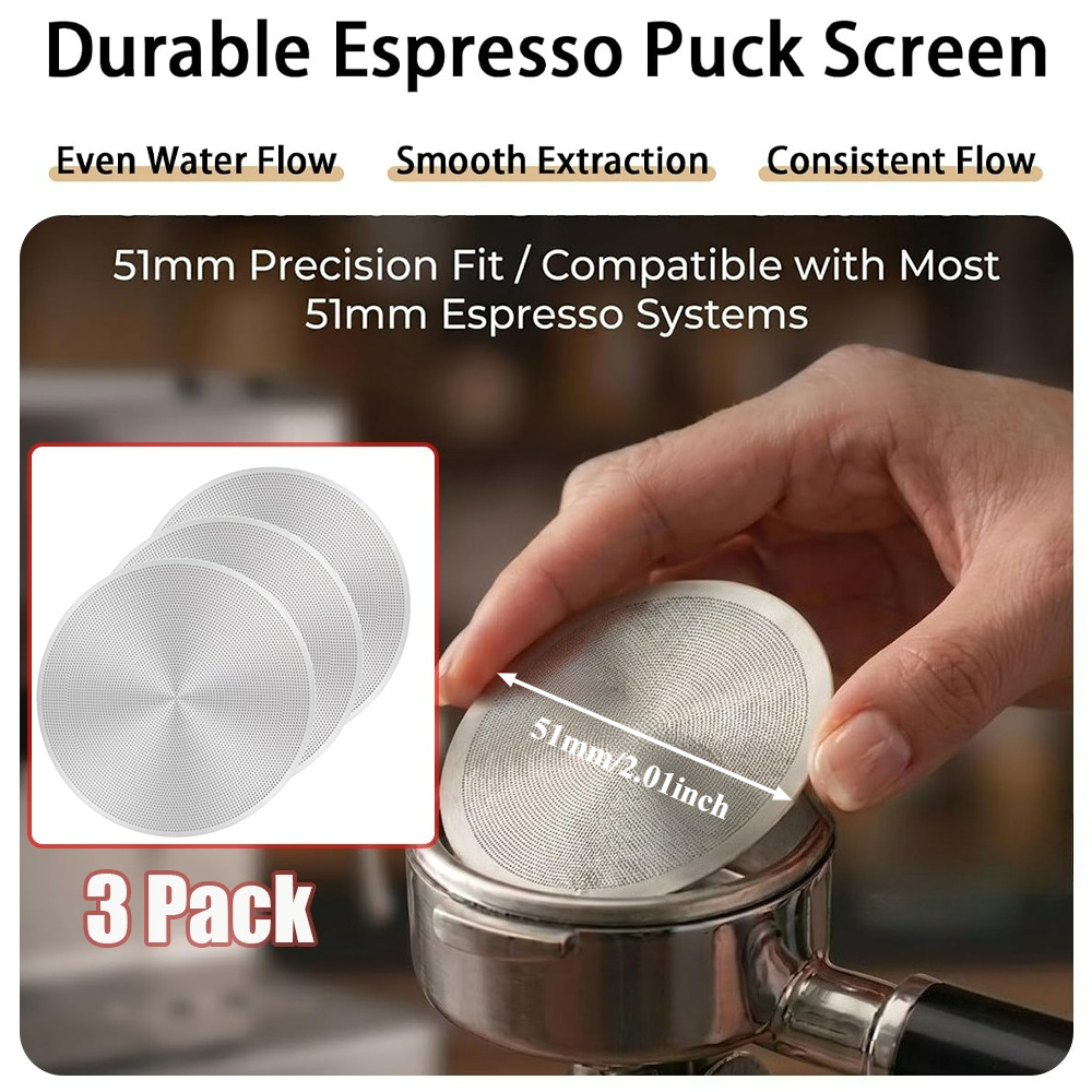 TEMU Paquete de 3 Pantallas de Espresso de 58 mm, Ultra Delgadas, Pantalla Inferior para Ducha, Metálico, Pantallas de Acero Inoxidable, Placa de