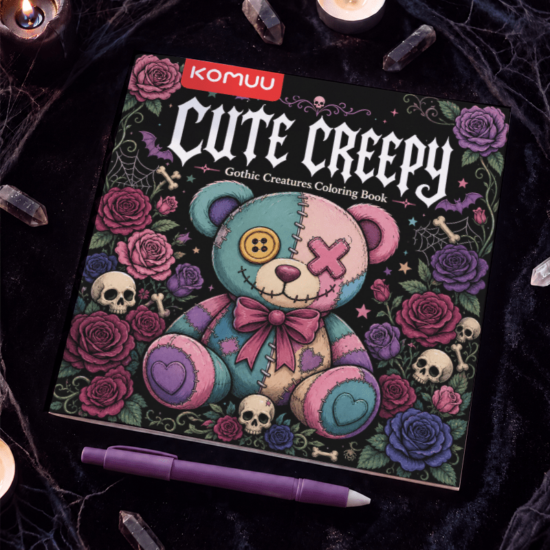TEMU Dark Cute Fantasy Coloring Book, Retro Dark Tone Animal Illustrations, Full Elements, Thick Inner Pages Non-smudging, Fun Handcraft Doodle Book,