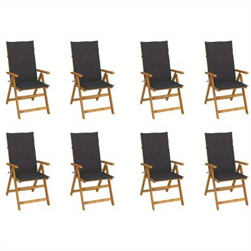 folding patio chairs with cushions 8pcs solid acacia wood