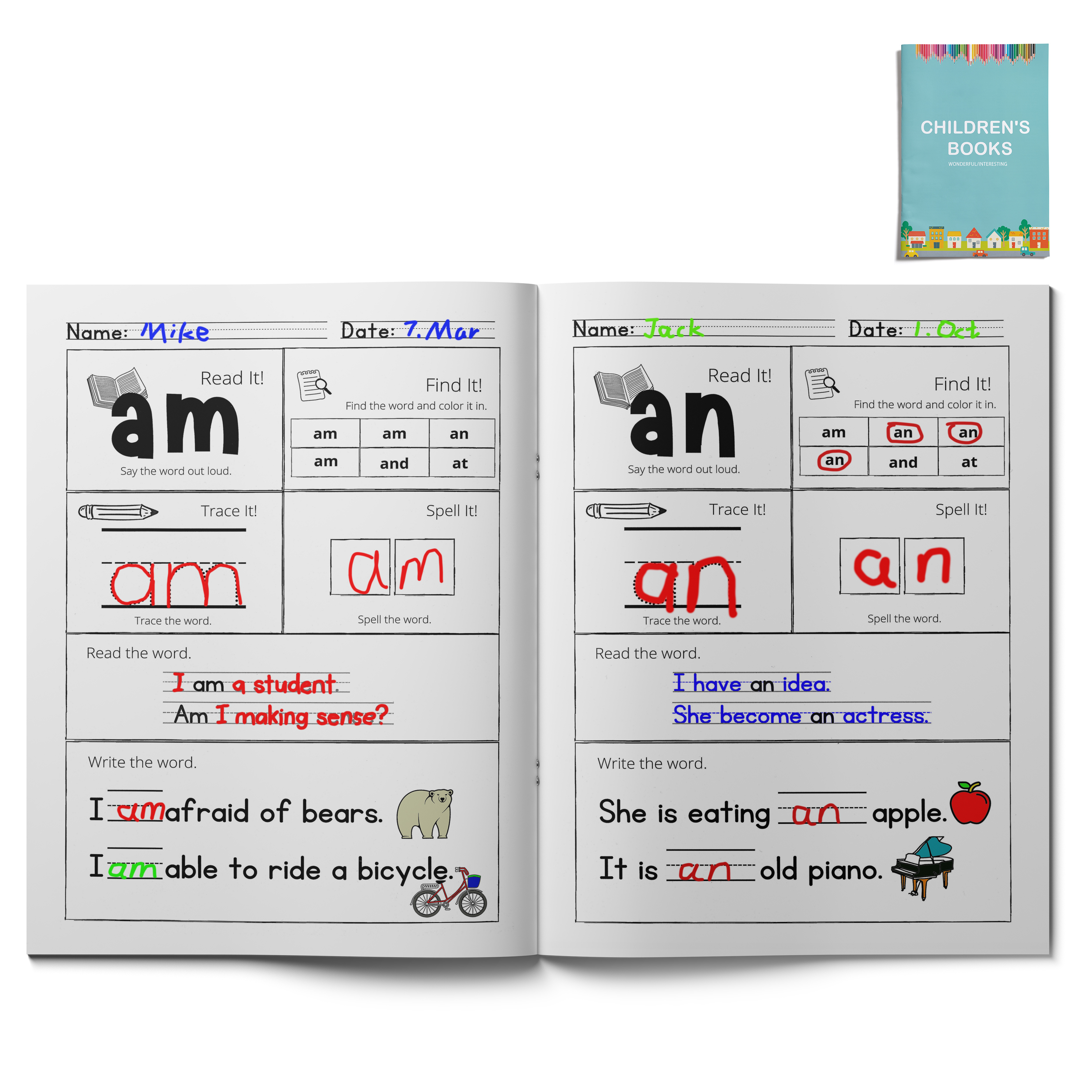 Alphabet Word Coloring Fun: A Creative Workbook for Kids to Learn ABCs, Practice Words, and Enjoy Coloring