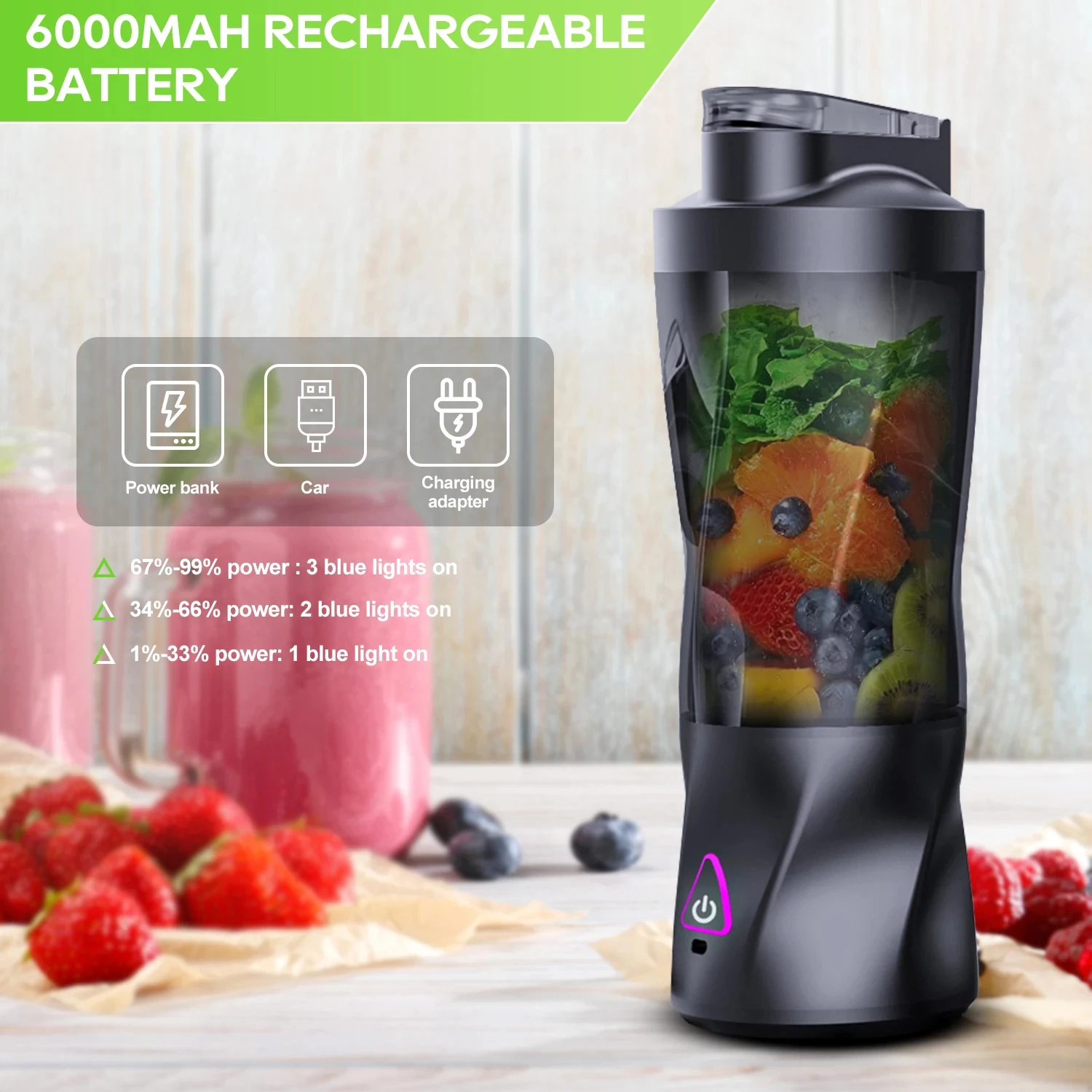 Portable Electric Juicer | 700ML Multifunctional USB Rechargeable Shake and Smoothie Mixer with Outdoor Mixing Cup, Stainless Steel Blades, Lithium Battery-18650 Series