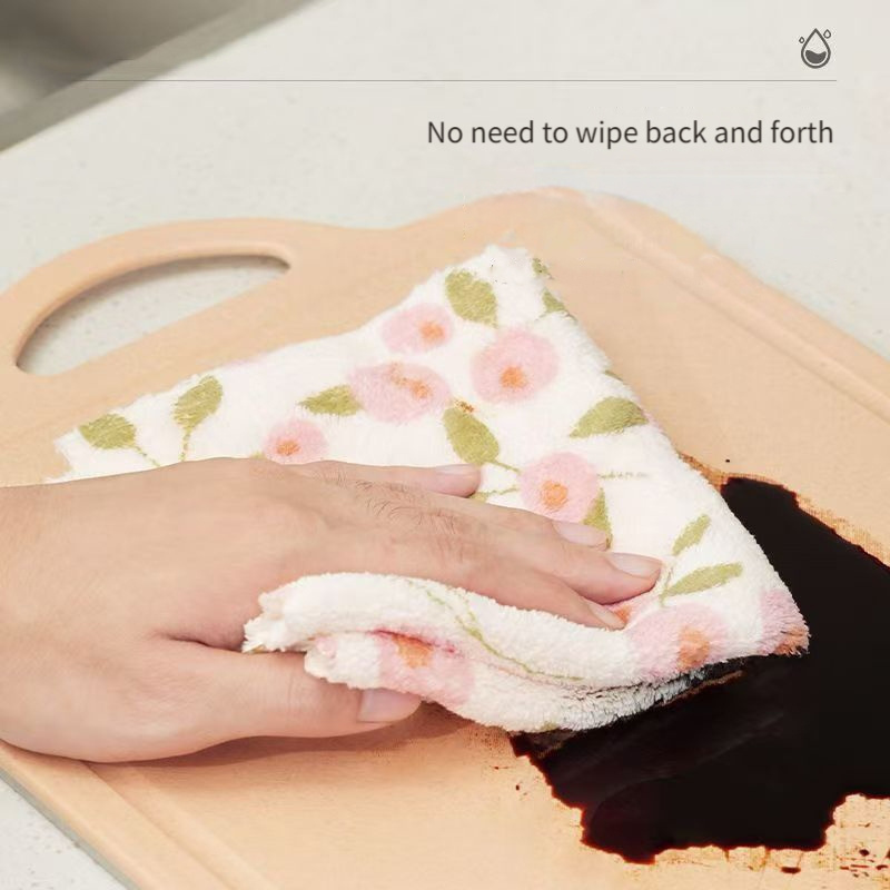 7 Lavete din fleece coral - Absorbante, uscare rapidă, prosoape de curățare moi și multifuncționale pentru bucătărie, baie, sticlă, mașină și șervețele umede - Model coral roz și auriu, lavete din fleece coral pentru 40 până la 80 de utilizări în timpul sărbătorilor
