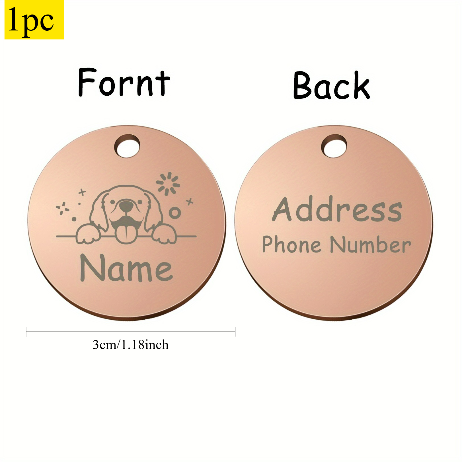 Custom Round Dog Tag with Personalized Information