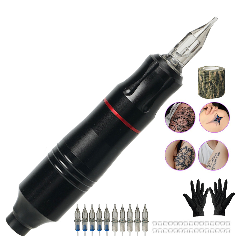 Complete Beginner Tattoo Practice Kit, Tattoo Accessories, Black Tattoo Pen Set, Suitable For Professional And Beginners