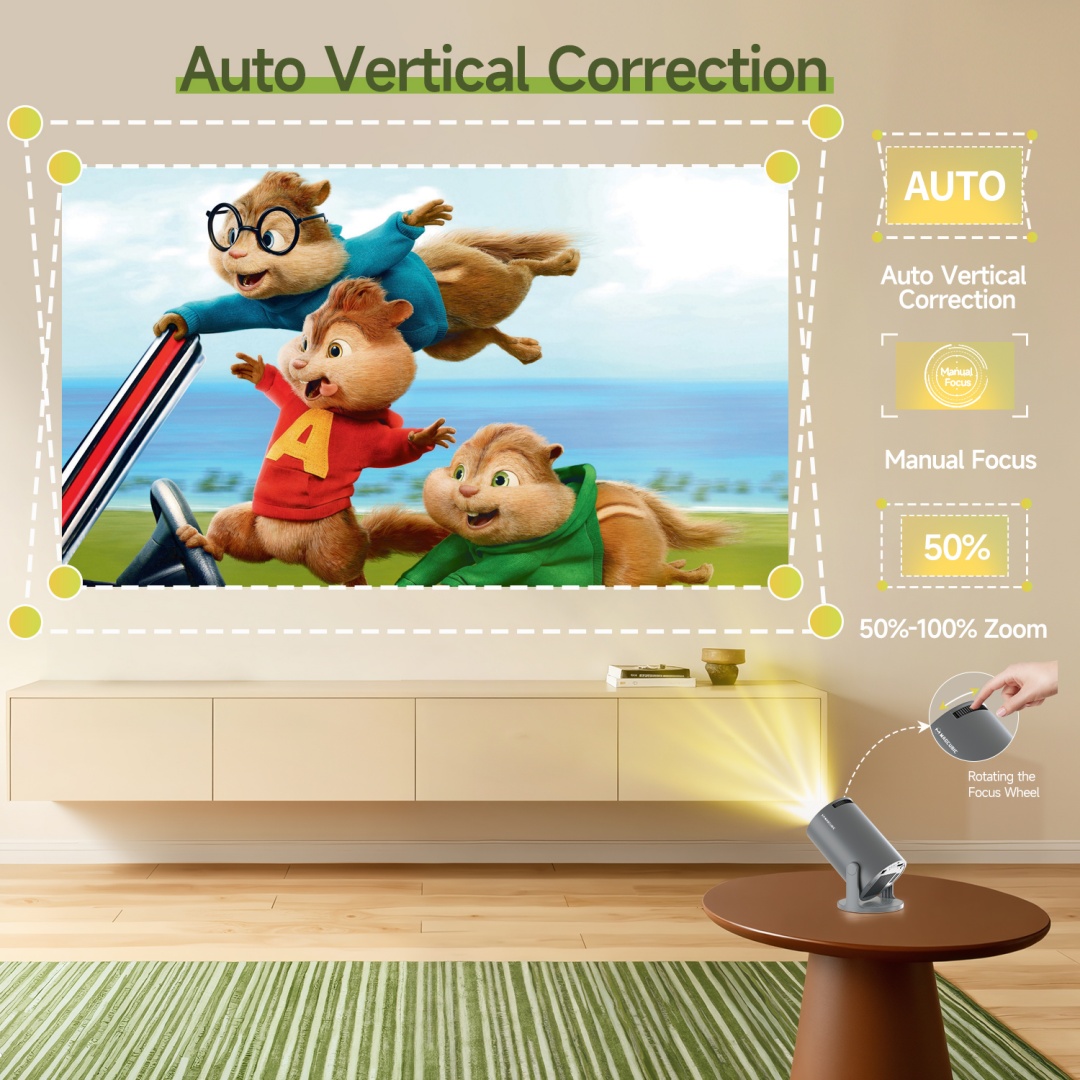  hy300pro 14 os smart projector native 720p support 8k with 330ansi brightness h726 with 180 rotation movie projector for versatile Product details 4