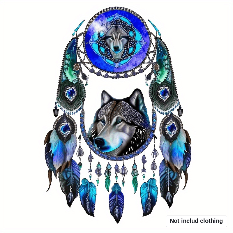 TEMU 1pc Wolf Pvc Heat Transfer Patch, Suitable For T-shirts, Sweatshirts, Jeans, Hoodies, Backpacks, Jackets, Handbags, Pillows - Durable Iron-on