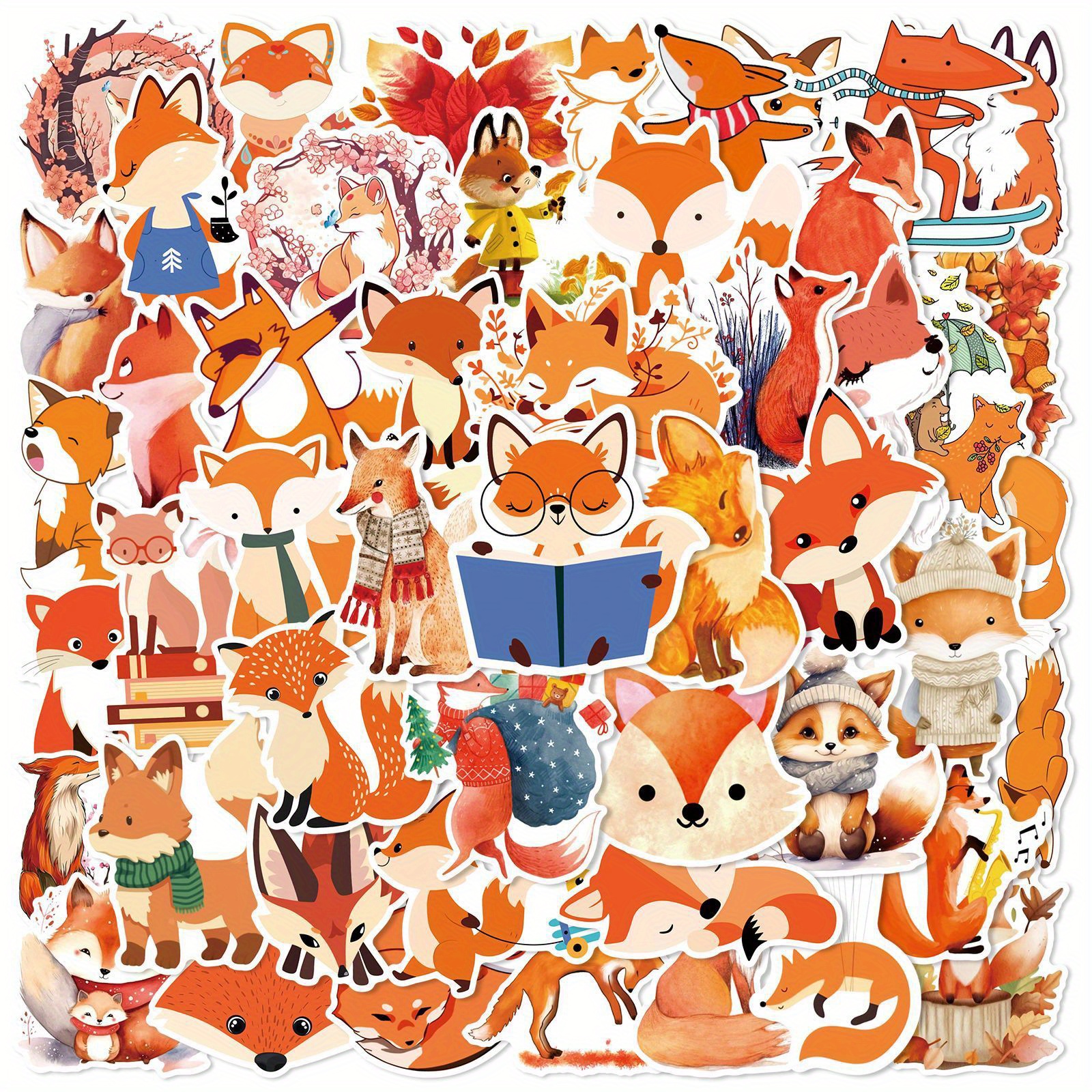 TEMU 50pcs Fox Series Graffiti Stickers For Suitcases Mobile Phone Cases Laptop Helmet Skateboard Waterproof Decorative Stickers Diy