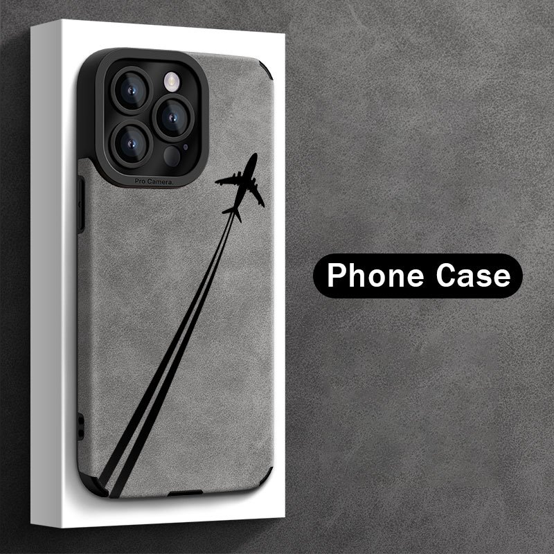 Simple Suede Leather Grain Phone Case for iPhone 11, 12, 13, 14, 15, 16 Plus Pro Promax X/ XS XSMAX with TPU Design QBJKTP