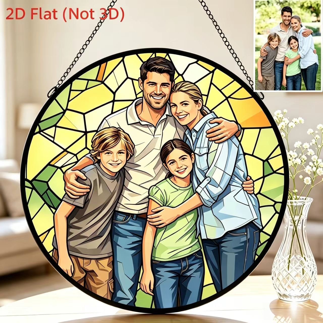 TEMU 2d Flat, Photo/portrait Acrylic Hanging Ornaments - Picture Frames Suitable For Valentine's Day, Birthdays, - Window-style Decor With Chains
