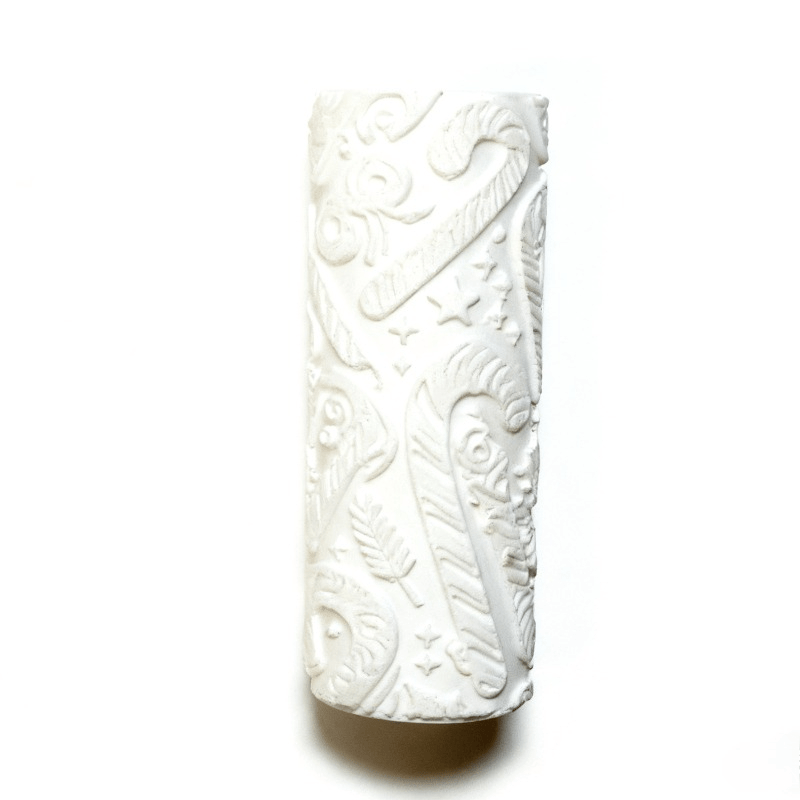 TEMU Candy Cane Shaped Roller Stamp With Cane Tip & Shaft - Plastic Polymer Clay Texture Suitable For Diy Crafts, Pottery, Playdough, Clay Stamps For
