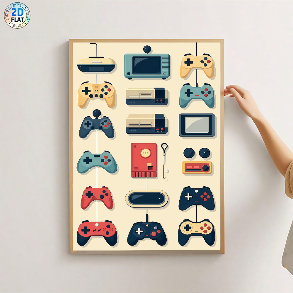 retro wandkunst spielekonsole und controller muster leinwandbedrucktes poster