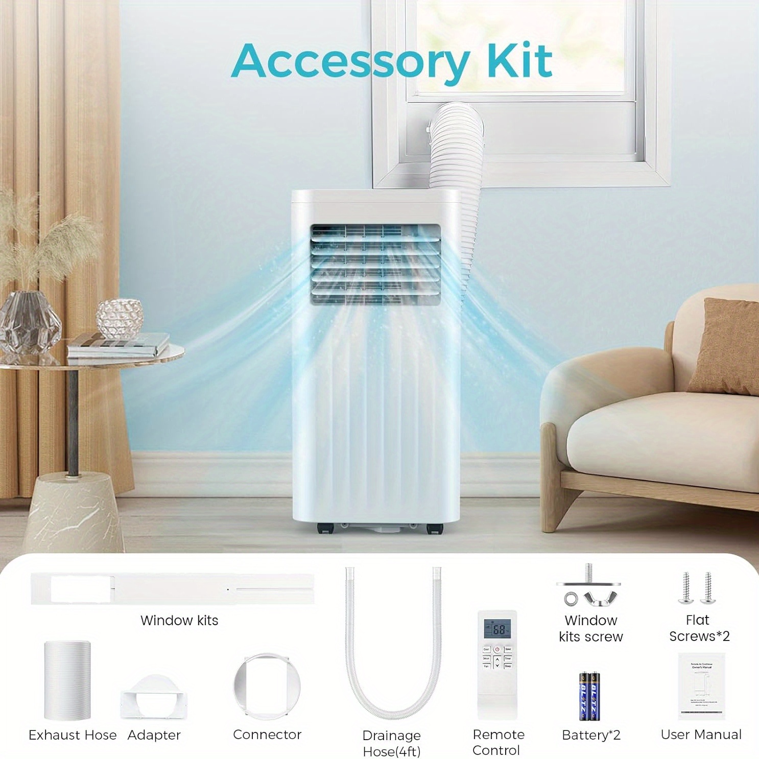 TEMU 8, 000/ 10, 000 Btu Portable Air Conditioners With Remote, Up To 350 , Built-in Cool, Dehumidifier, Fan, Sleep , Room Air Conditioners With Led