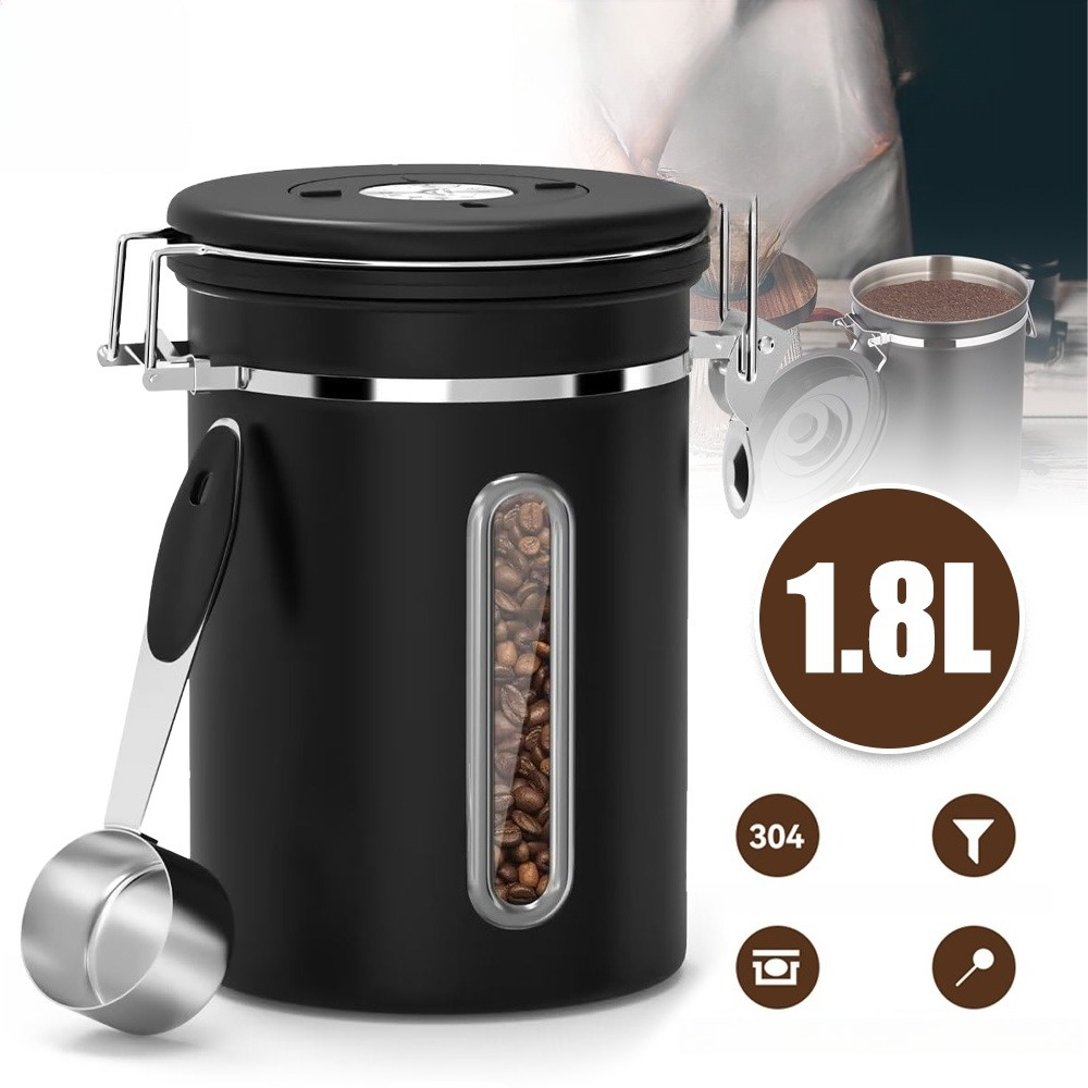 Image of High Capacity Airtight Storage Container With Adjustable Date Tracking Lid, 1.8 Liter Sealed Organizer For Dry Supplies, Compact Cabinet And Shelf Design For Home, Office, Use, Contents Freshness