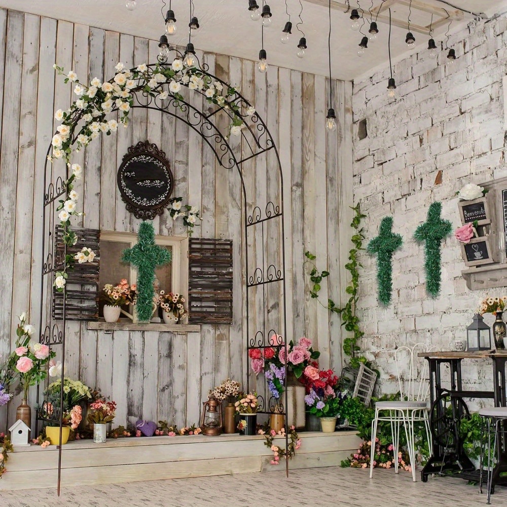 3pcs of cross shaped metal flower wreath frame flower garden cross shaped  metal wire flower wreath form suitable for garden religious wedding church D