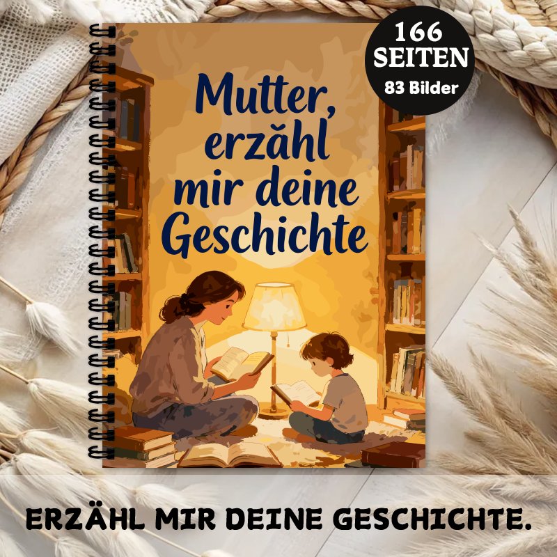TEMU Deutsch "Mama, erzähl mir deine Geschichte" 1 Stück 166 Seiten Spiralblock, Erinnerungsbuch Tagebuch, Papiermaterialien für ein bedeutungsvolles