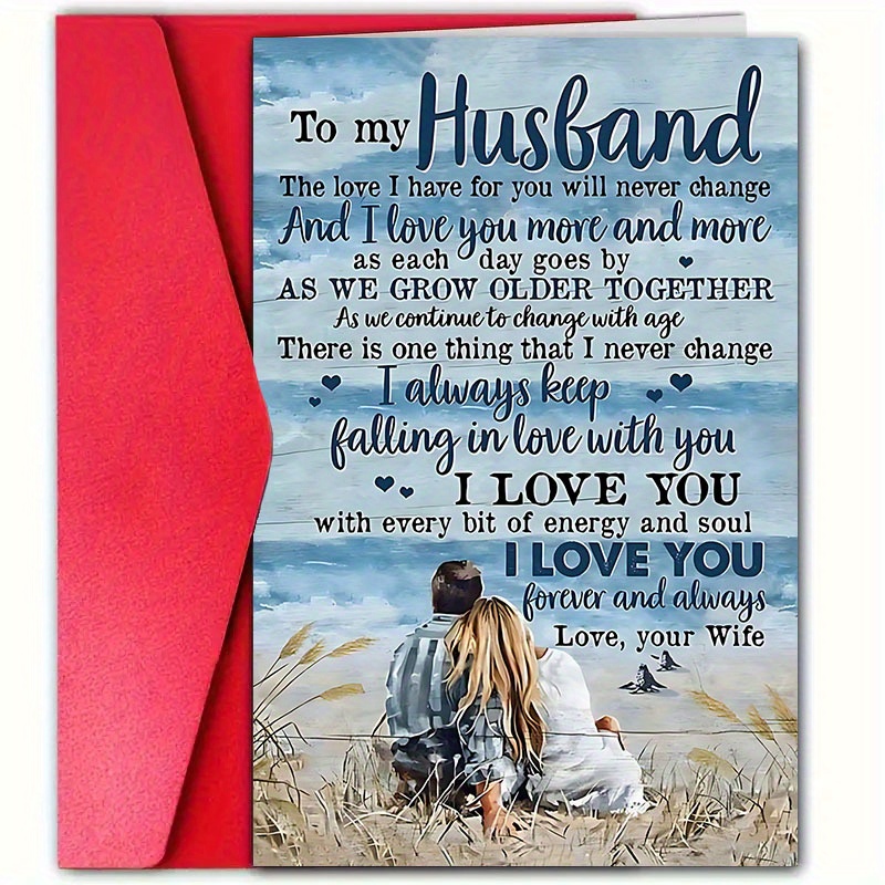 TEMU 1 's Day Card With Envelope - "to My Husband," Featuring An Message, Suitable For Anniversaries, A Unique Greeting Card For Boyfriend,