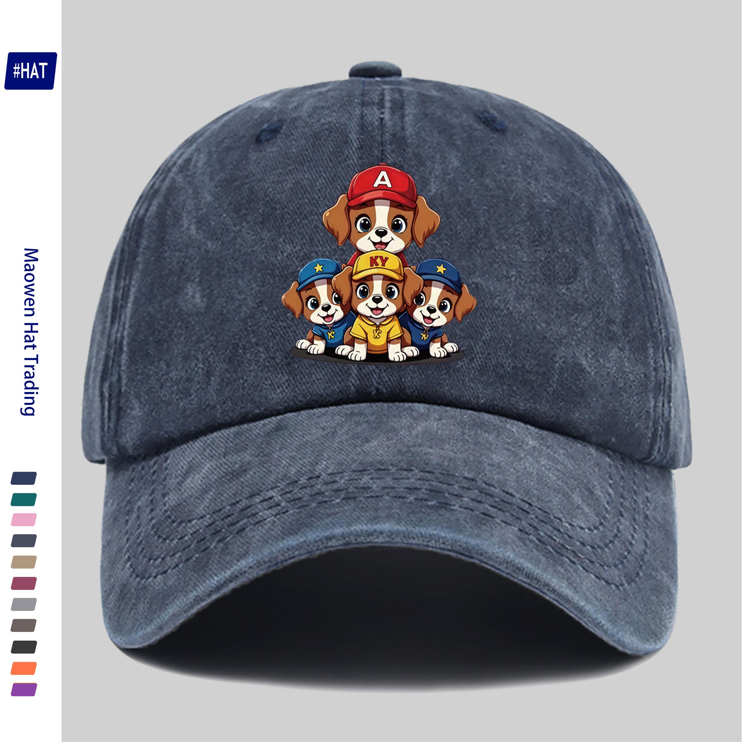 TEMU 1 Casquette de baseball d'été unisexe ajustable avec un design vintage et usé, présentant une casquette de baseball colorée à dans directions