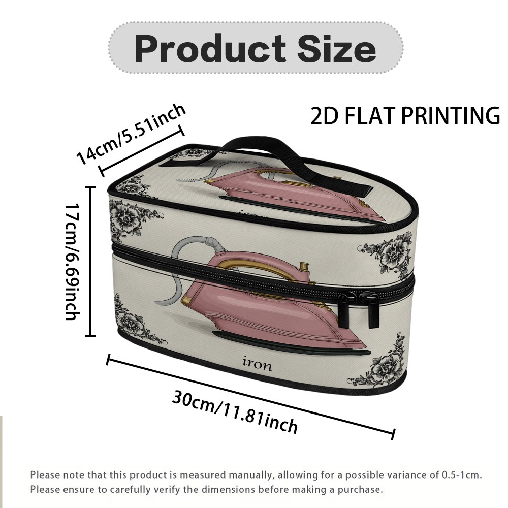 TEMU (2D ) 1pc Bolsa de planchado rosa retro con diseño de hierro, Bolsa de planchado de diseño fácil, Estilo , Organización y almacenamiento del