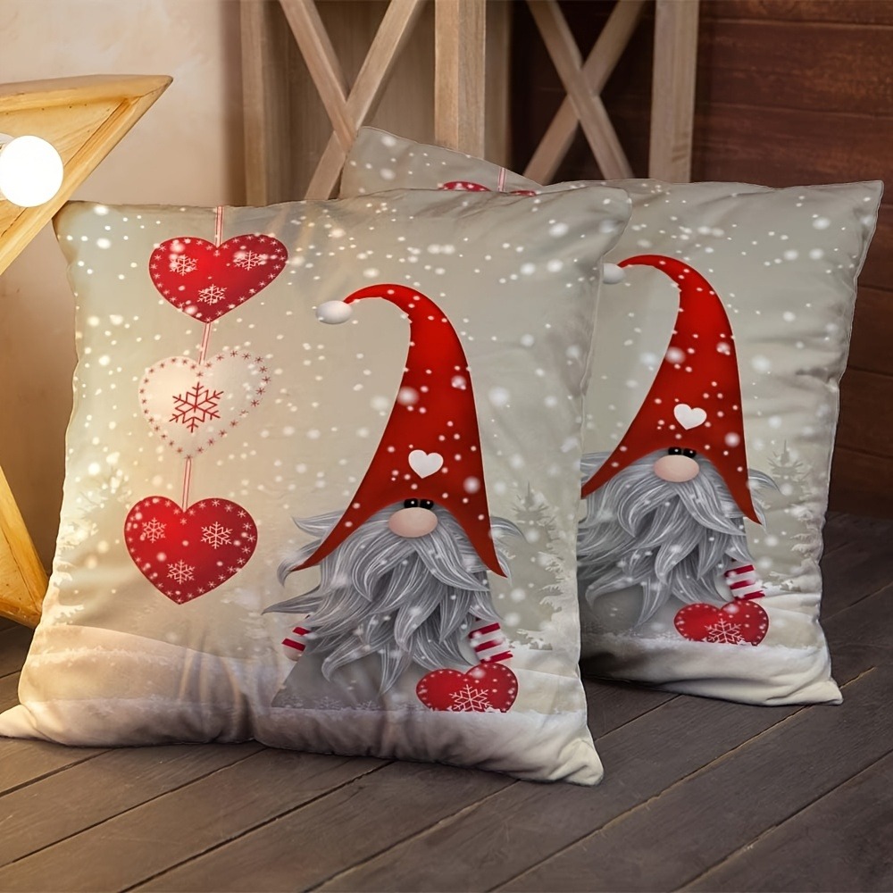 TEMU 2 taies d'oreiller Elfe de Noël adaptées aux décorations hivernales des fêtes - contemporains et thème Elfe, housses à fermeture éclair (