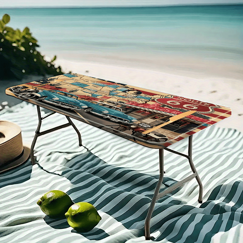 TEMU 1pc Design Tablecloth, Retro , Suitable For Occasions And Home Decor, Ideal For Indoor Outdoor Picnic Additions, Party Decorations, Table