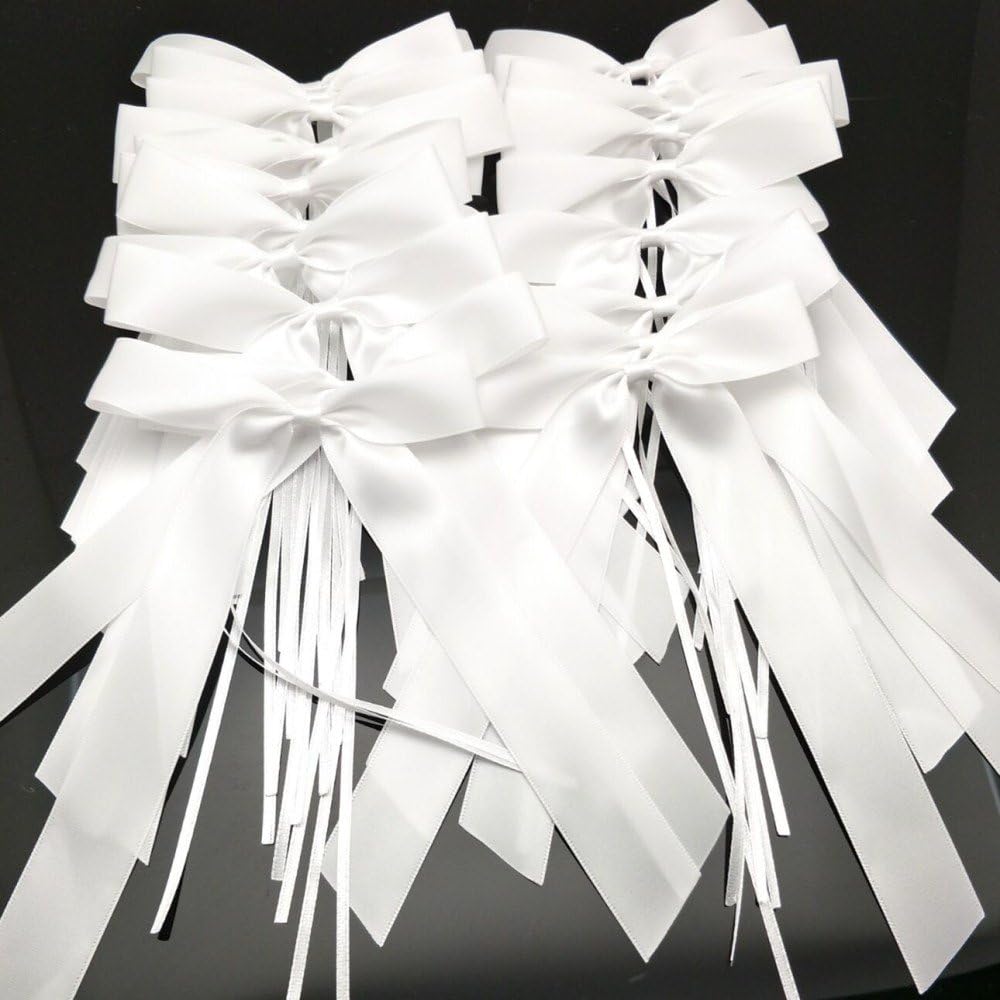 Image of 20pcs Delicate Wedding Pew End Bowknots Ribbon Bows Cars Chairs Decorations Party Supplies