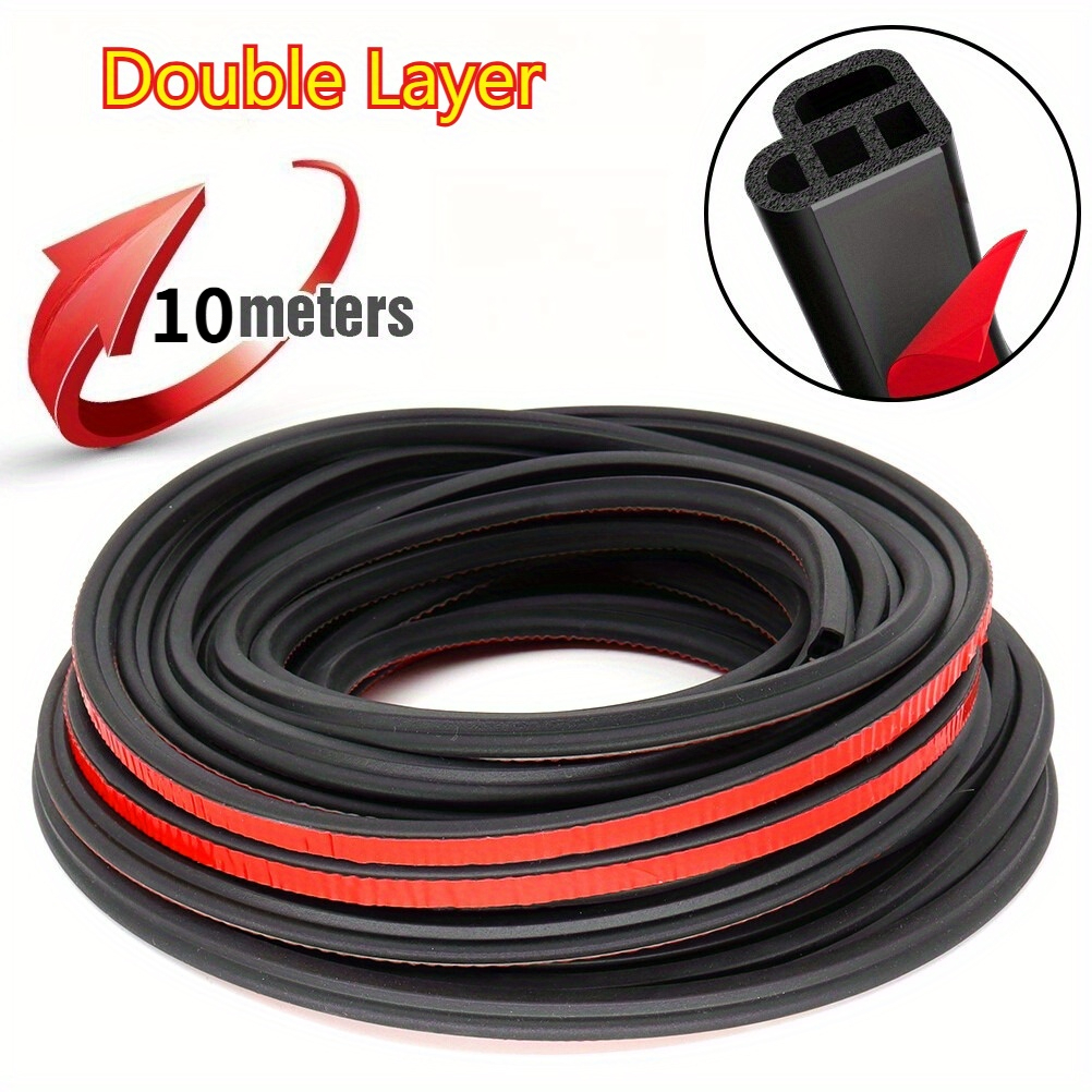 TEMU 10m Double-layer L-shaped Self-adhesive Car Seal Strip | Universal Rubber Door Seal With Backing For Cars, Rvs, And Trucks, Weatherproof And