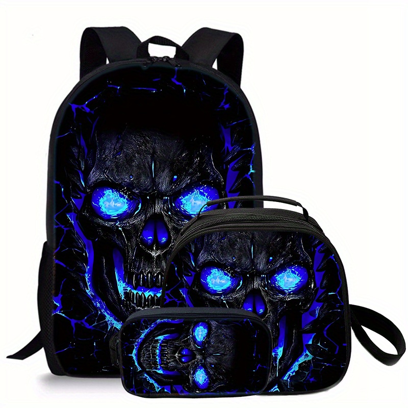 

Cool Skull Head 3d Print Backpack -piece Set