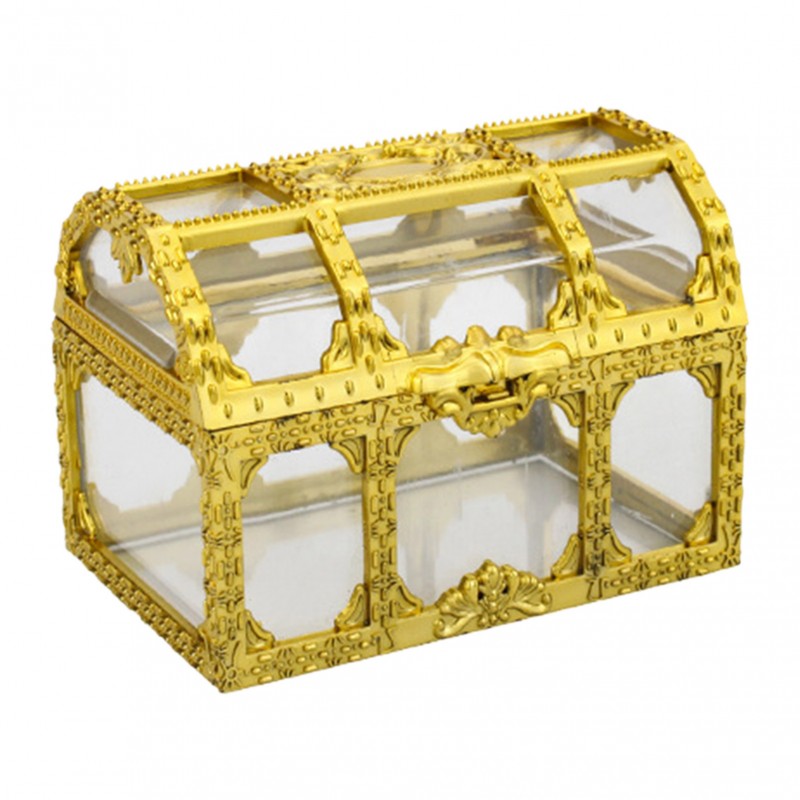 TEMU Transparente Piratenschatztruhe mit Rahmen - Nautisch dekorative Aufbewahrungsbox für Piratenpartys, Hochzeiten, Weihnachten - Vielseitige