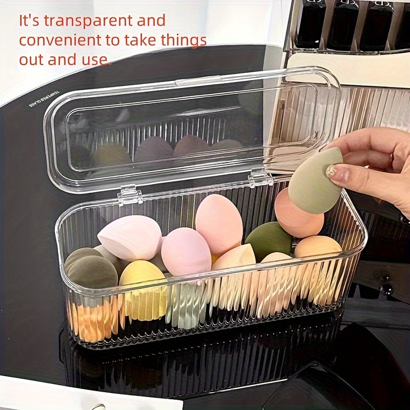 clear plastic storage box with lid transparent stackable organizer for makeup brushes hair accessories and beauty tools ideal for bedroom or bathroom vanity makeup storage organizer Product details 5