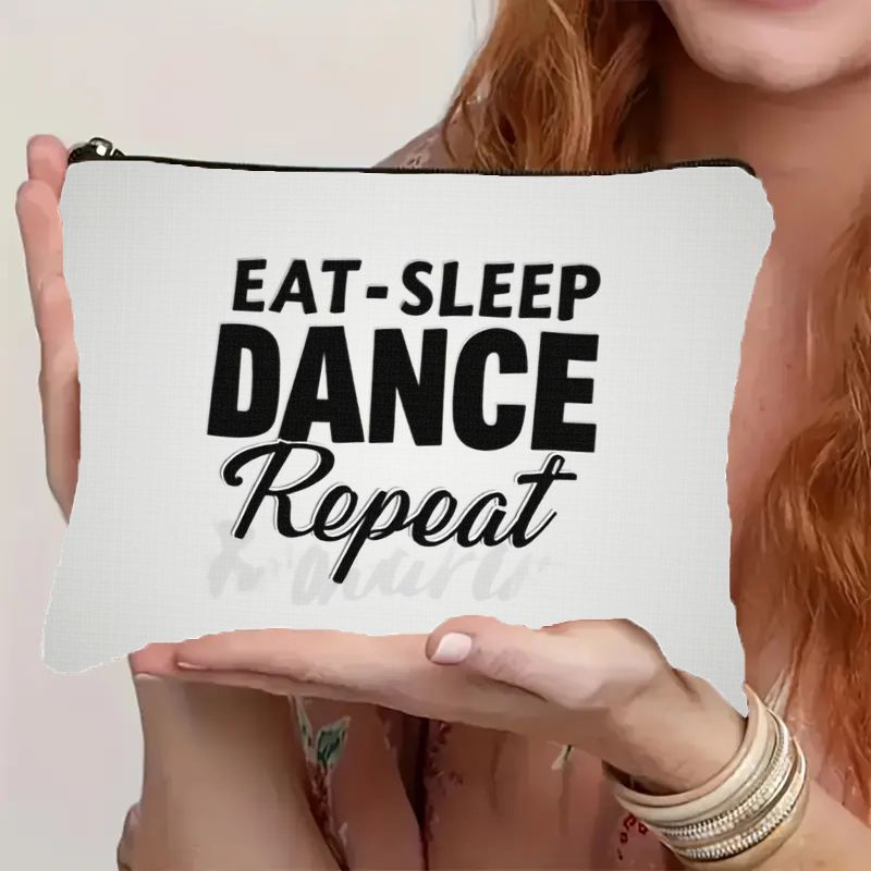 TEMU 1pc Clothing Design: "eat-sleep-dance Cycle" Zipper Makeup Bag. Lightweight Makeup And Travel Storage Bag. Suitable For Men And Women. Durable