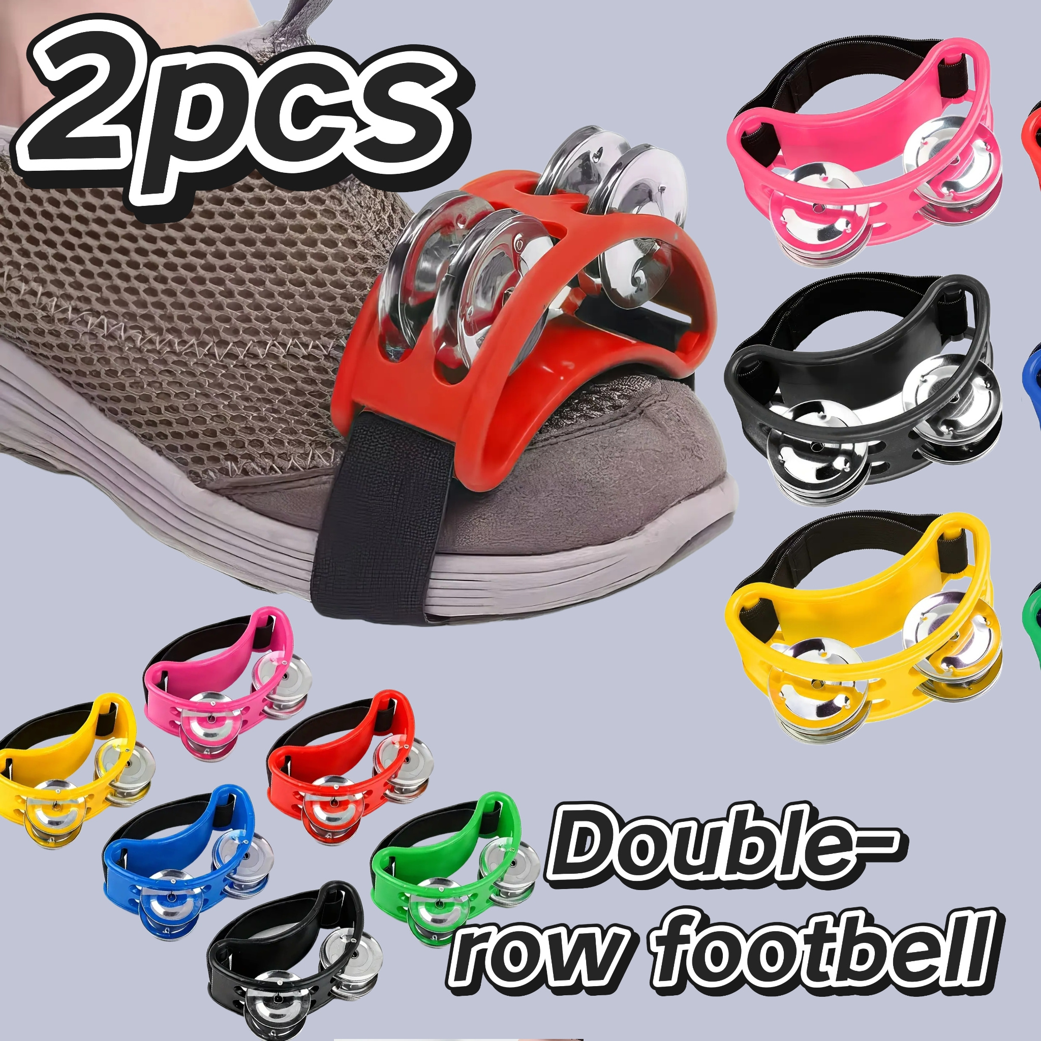 2pcs Set Of Foot Bells, Double-row Foot Bells, Cajon, Bongo, African Drum, Cajon Drum Feet, Foot Bell Stand, Drum Set With Foot Bells, Percussion Instruments, Random Colors.