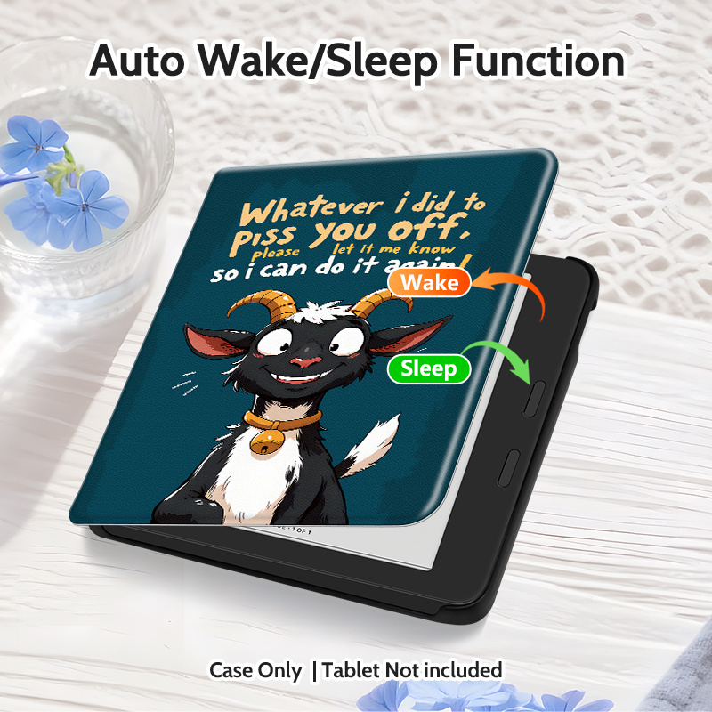 TEMU 1pc -drawn Illustration Cover, Non-slip, Compatible With -inch Colour/ Bw E-reader. Libra Colour/ Libra 2 7.0-inch E-reader And Reader Cases In