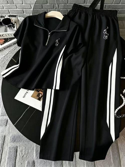 item picture stylish and versatile y2 fashion neck stripe ensemble
