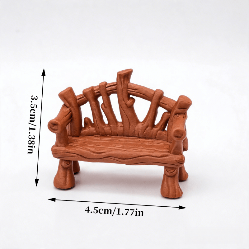 TEMU 1pc Miniature Twig Bench Suitable For Dollhouse, Moss Terrarium & Succulent Pot Decor - Realistic Rustic Country -standing Furniture With Twig,