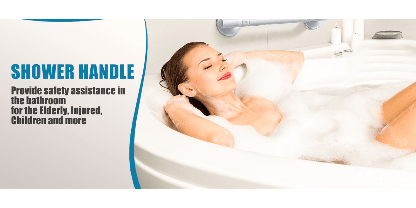 HEYMYTH 2-Pack Heavy Duty Shower Grab Bars for Elderly & Seniors - Strong Suction No Drill Bathroom Safety Handrails, Removable 45.01 cm Bathtub Grab Bars with Ergonomic Grip, Modern White Design